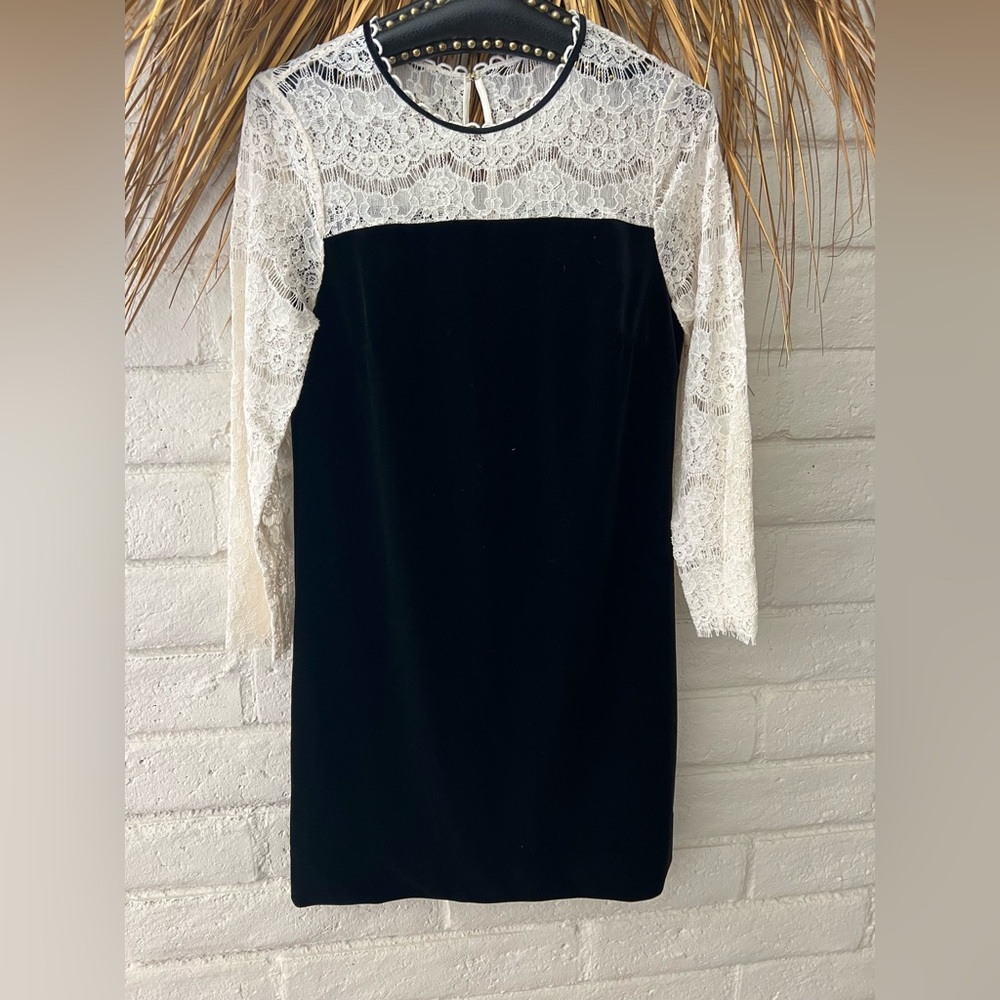 Draper James Black Dress with Cream Lace Detail - Picture 1 of 5